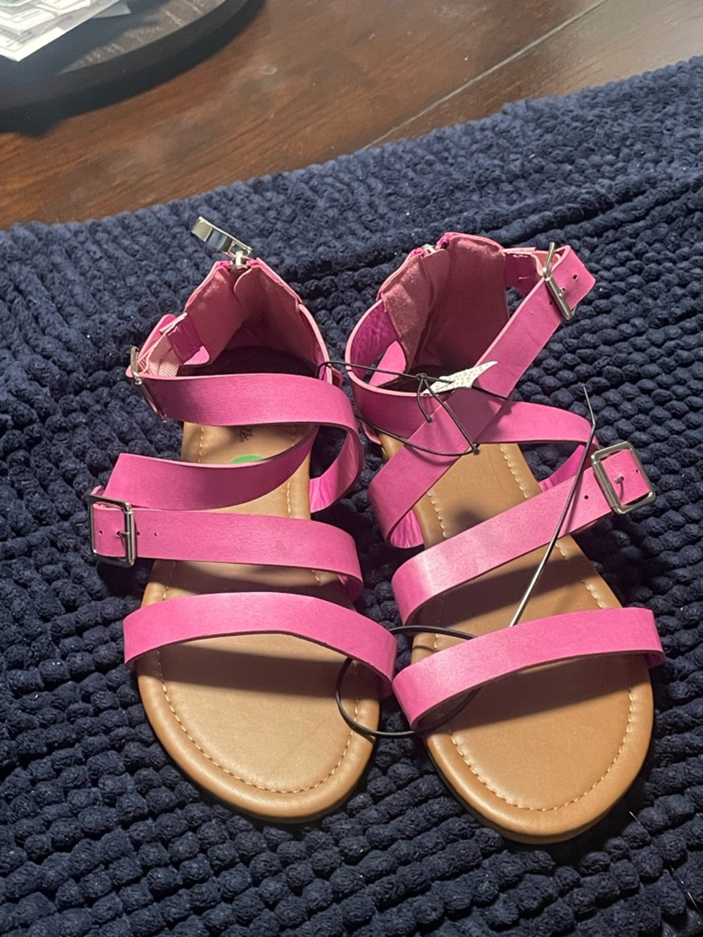 Hot Pink Strappy Flat Sandals